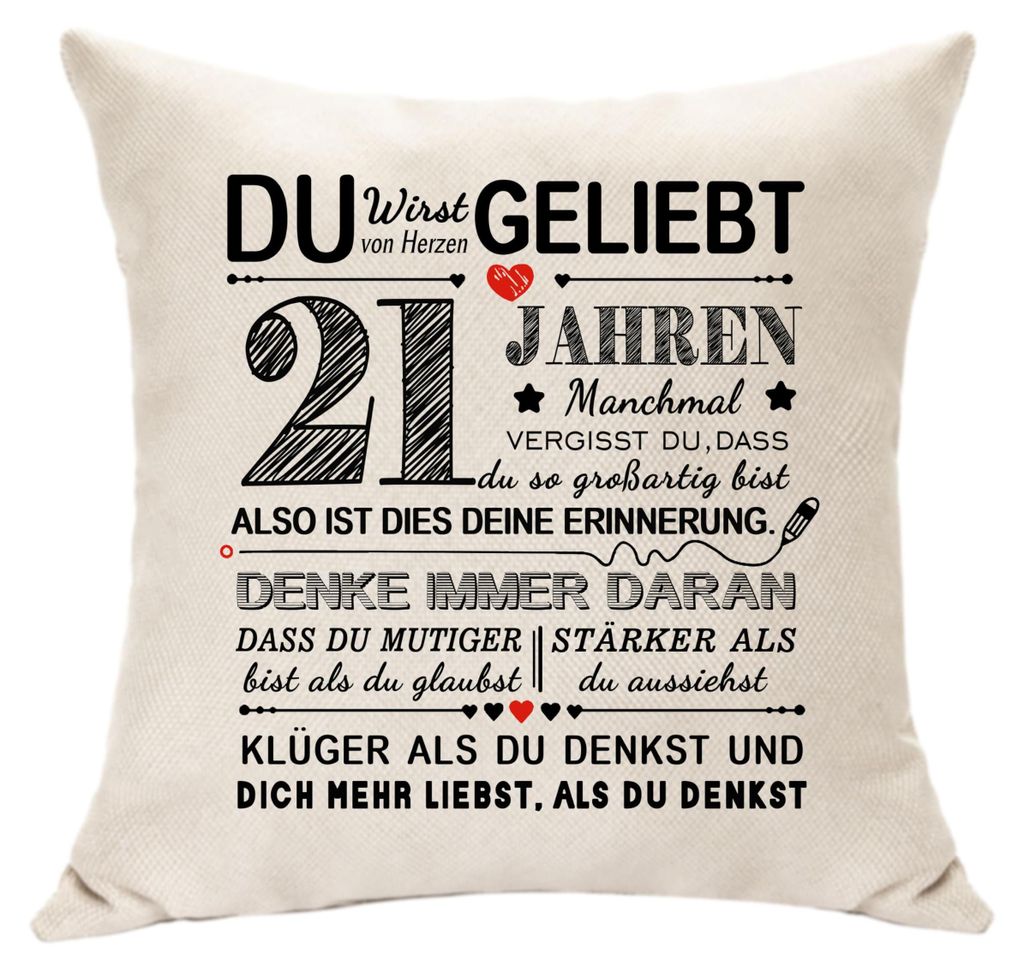 Geschenk zum 21. Geburtstag für ihn und sie: Dekorationen, Kissenbezug