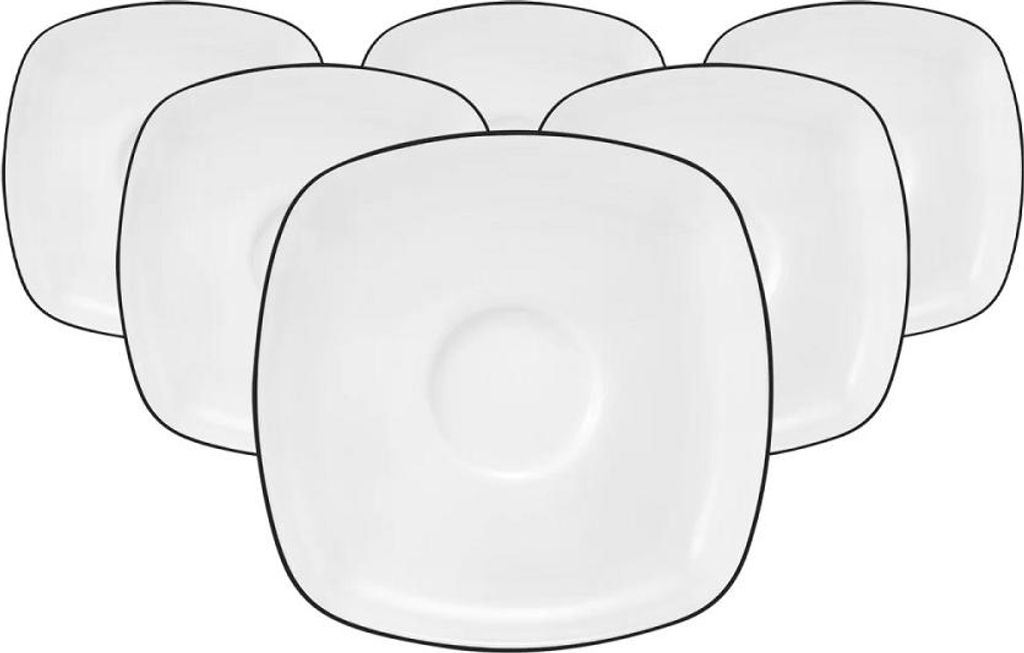 Seltmann Weiden Lido Black Line eckig Untertasse 13 cm 6er Set