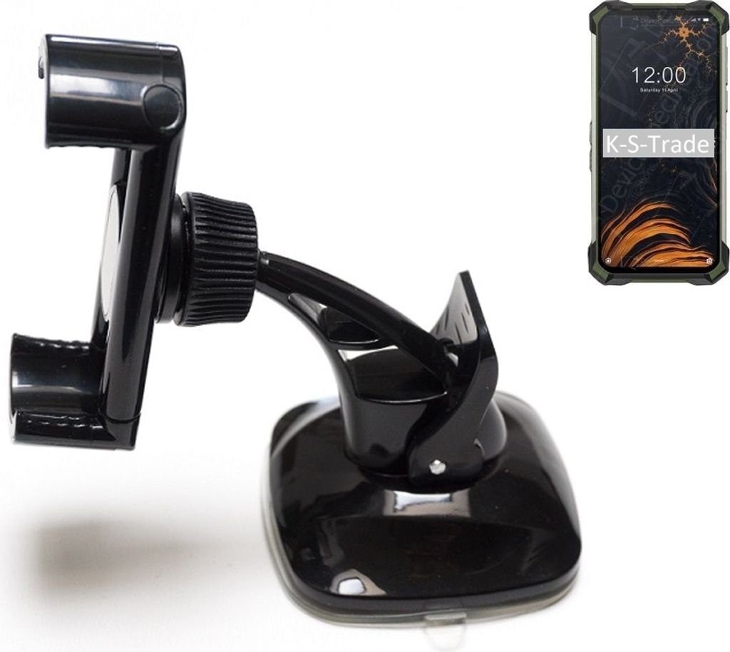 K-S-Trade kompakte Handy-Halterung Windschutzscheibe kompatibel mit Doogee S86 Pro Armaturenbrett schwarz Autohalterung KFZ Halter Scheiben-Halterung