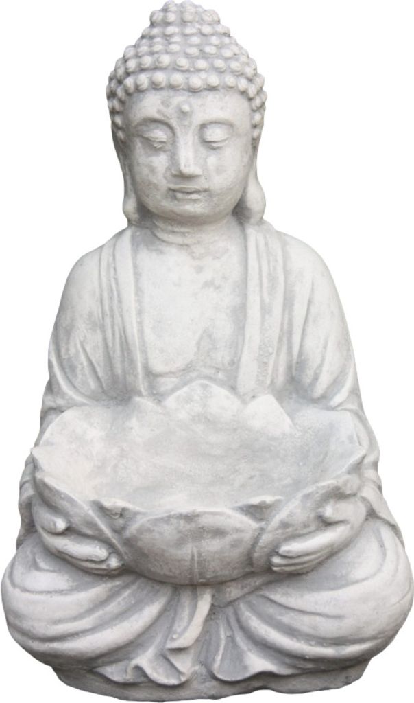 Schöner Buddha mit Schale aus Steinguss perfekt für den Garten die Terrasse oder den Vorgarten ist Frostfest Witterungsbeständig und Neu 31cm H,...
