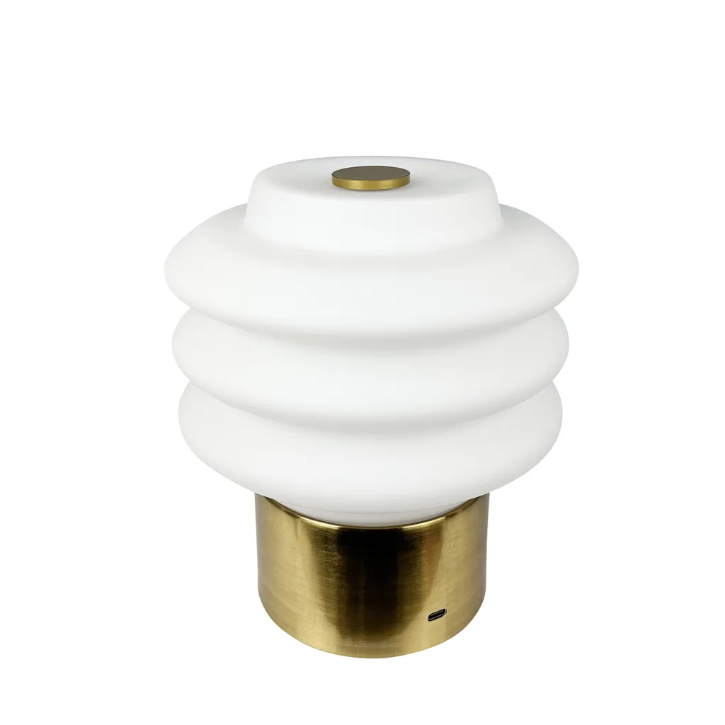 Lampe Led métal rechargeable Diva USB avec variateur tactile laiton opale