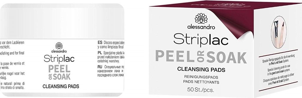 alessandro Striplac Peel or Soak Cleansing Pads for Natural Nails with Peach Scent 50 Pads