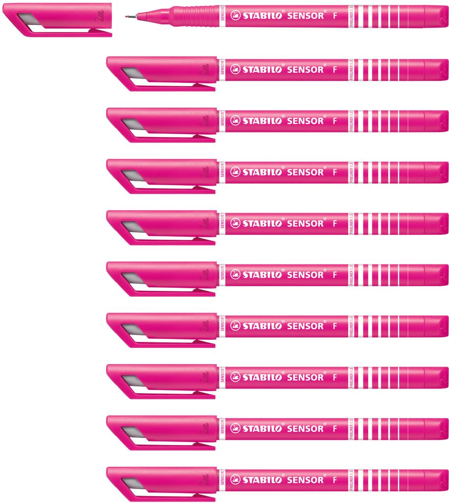 Fineliner mit gefederter Spitze - STABILO SENSOR F - fein - 10er Pack - pink