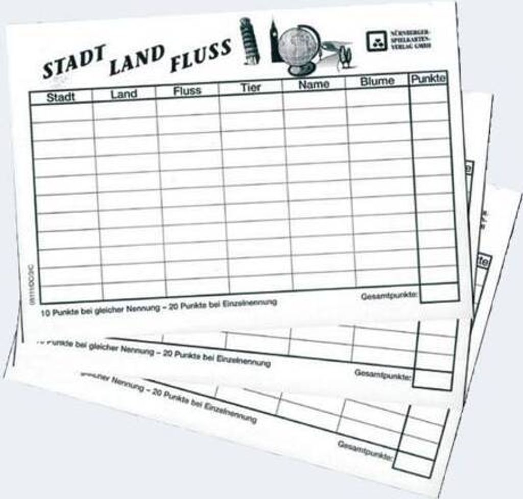 Spielblock Stadt Land Fluss 3x40 Blatt