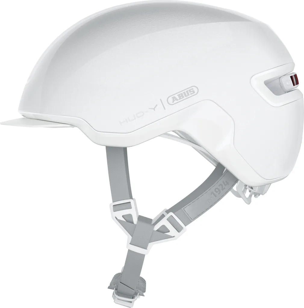 Casque Abus HUD-Y blanc avec LED intégrée et boucle magnétique S