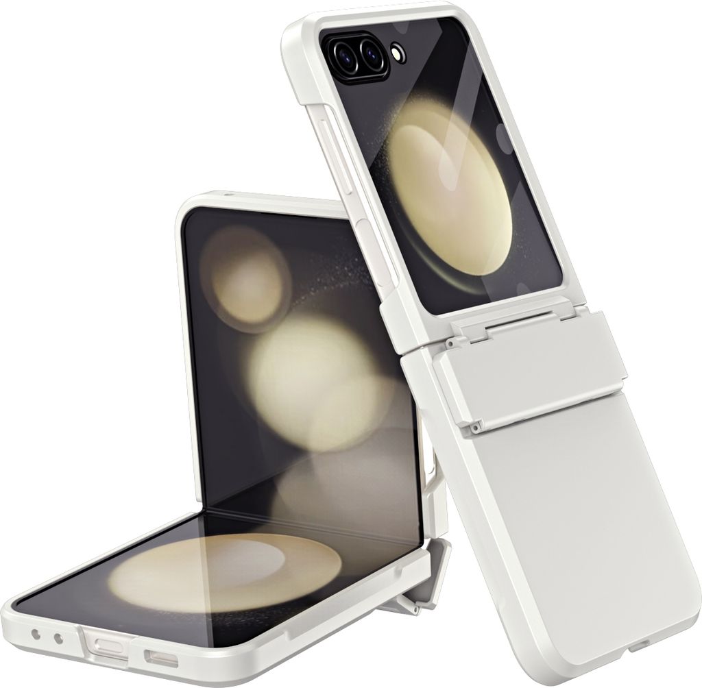 Handyhülle für Samsung Galaxy Z Flip 5 Scharnierschutz Hart Robuste Stoßfest Hülle mit Displayschutz Weiß