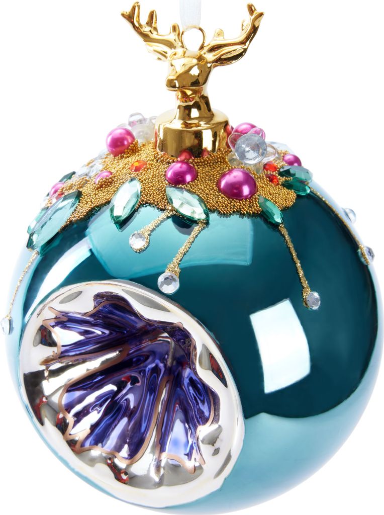 BRUBAKER Premium Weihnachtskugel Blau mit Hirsch Figur - 10 Produktbild 