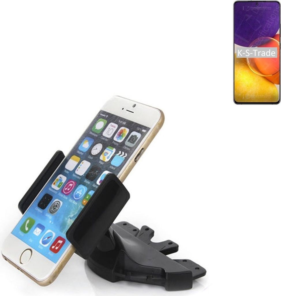 K-S-Trade CD Schlitz Halterung kompatibel mit Samsung Galaxy Quantum2 Autohalterung KFZ-Halter Radio Handy Halterung 360° drehbar schwarz