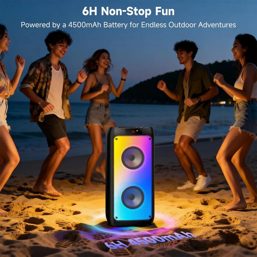Machine karaoké Bluetooth 20W avec 2 micros sans fil et effets disco