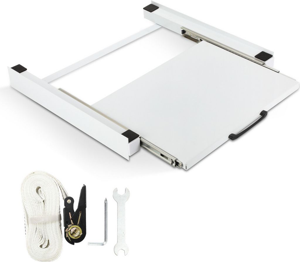 Zwischenbaurahmen mit Ausziehbarer Ablage für WaschTrockenSäulen Weiß