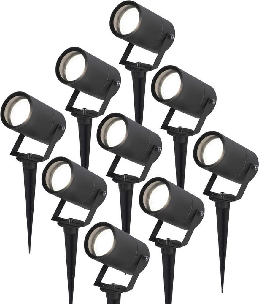 hoftronic LED Gartenstrahler Spikey 4W GU10 345lm 6500K Schwarz IP65