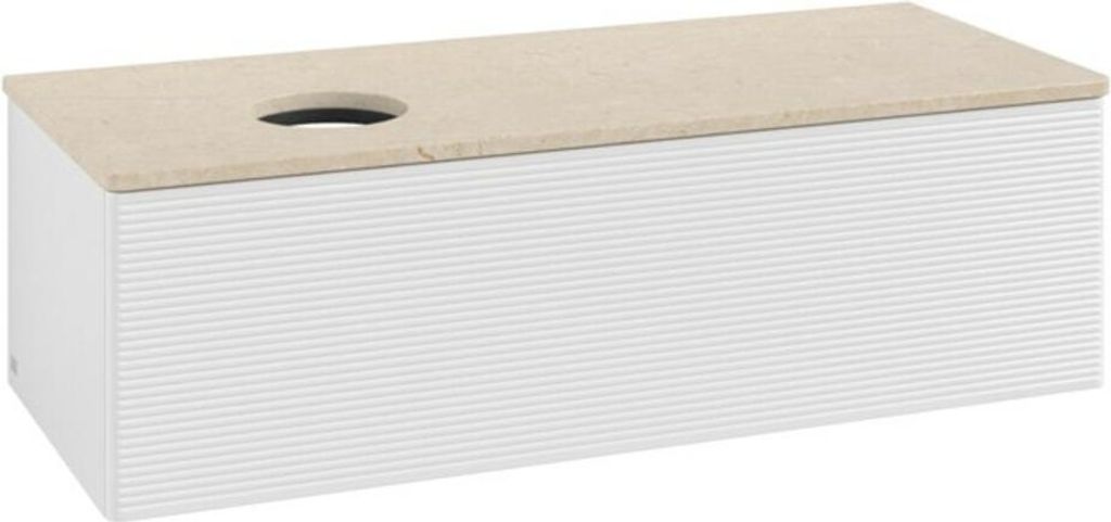 V&B Waschtischunterschrank mit Frontstruktur, mit Beleuchtung Antao 120x36x50cm, WBP botti., glo wh. Lac