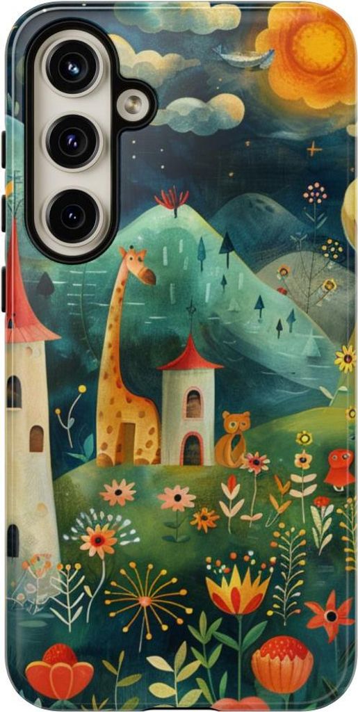 Verträumte Fantasielandschaft mit Mädchen und Tieren – Hülle Kompatibel mit Samsung Galaxy S24 Plus