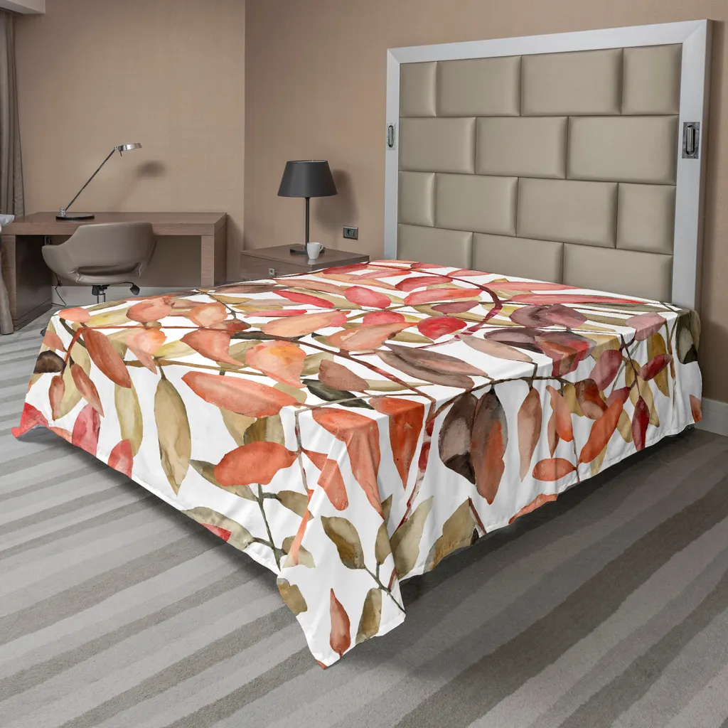 Drap Plat Respirant contre la Chaleur Motif Feuilles d'Automne 244x205