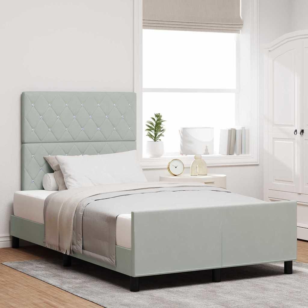 Maison Exclusive - Boxspringbett mit Kopfteil Hellgrau 120 x 200 cm Samt