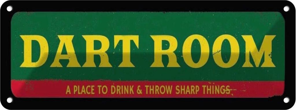vianmo Blechschild 10x27 cm the Dart room a place to drink Sport Hobby
