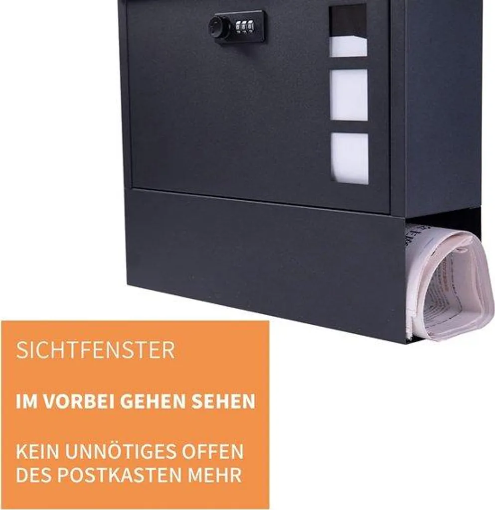 Boîte aux lettres à code acier inoxydable avec fenêtre de contrôle