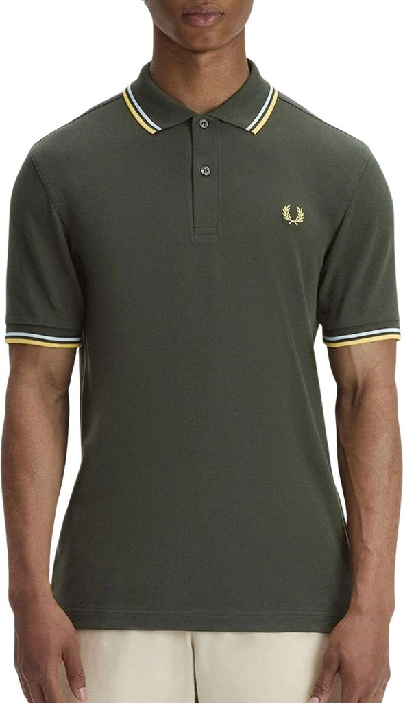 Fred Perry Poloshirt dunkelgrün normale Passform 2 Knöpfe