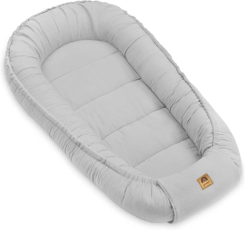 Cocon Bébé Gris Perle en Mousseline de Coton - Nid Douillet Ajustable