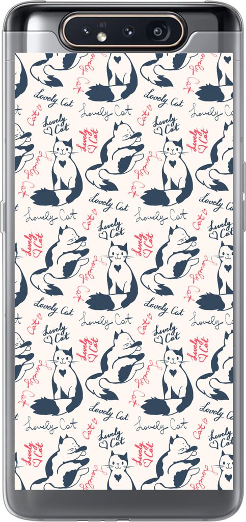 MuchoWow Handyhülle Schutzhülle Hülle für Telefoonhoesje Samsung Galaxy A80 Muster - Katze - Zitat - Rosa - Mädchen - Kinder - Kinder Siliko...