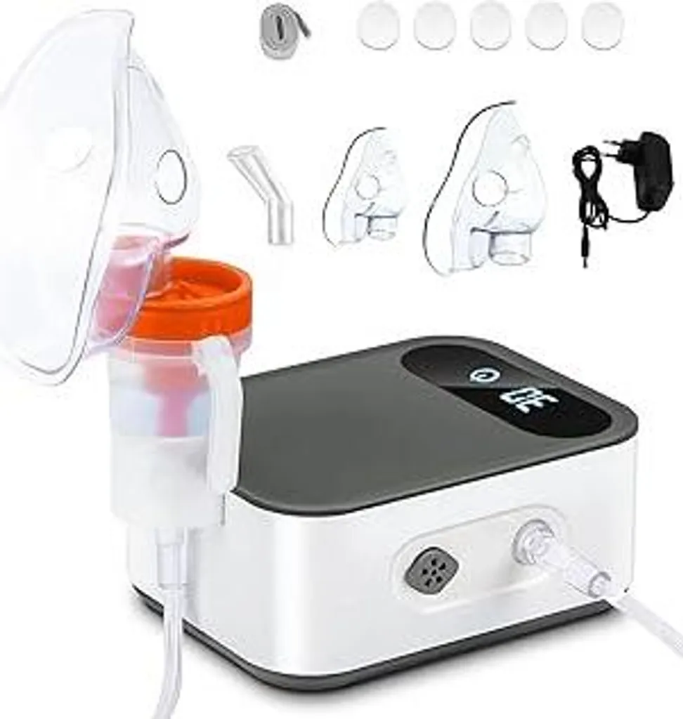 Inalatore per adulti, display digitale a LED, inalatore compressore nebulizzatore per bambini e neonati, inalatore elettrico con boccaglio e maschera