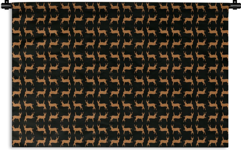 MuchoWow Wandteppich Wandbehang Muster - Rotwild - Schwarz - Braun 150x100 cm Tapisserie Dekoration Wandtuch - Waschbar - Tapisserien - Wand-Decke