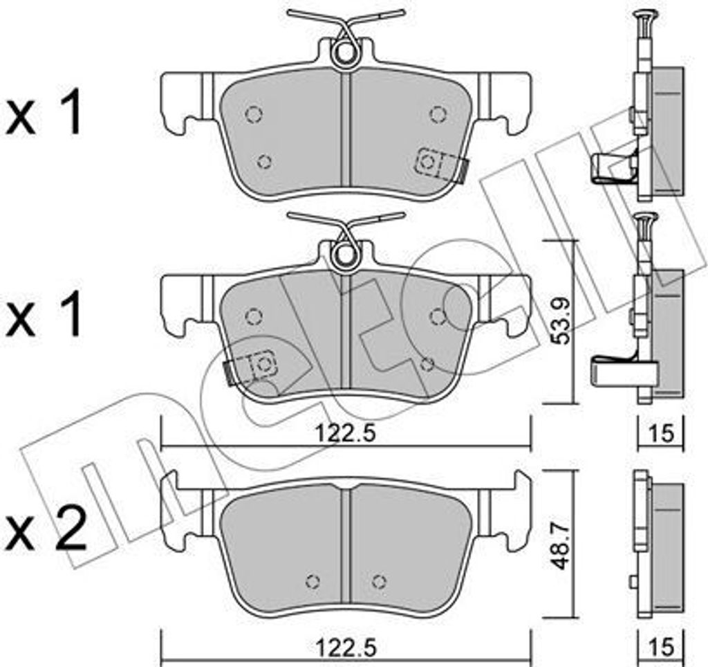 METELLI Bremsbeläge Satz Hinten Bremsklötze für HONDA CIVIC X Schrägheck (FC, FK) 22-1131-0