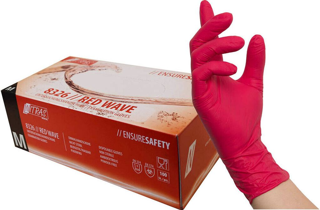 NITRAS unisex Einmalhandschuhe RED WAVE rot Größe M 100 St.