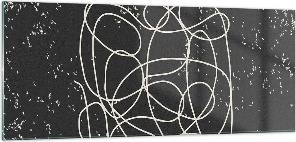 Bilder auf glas - Einteilig - Modern Linie Schwarz - 100x40cm - Glasbilder - Wandbilder - Bilder - zum Aufhängen bereit - Wanddekoration aus Glas ...