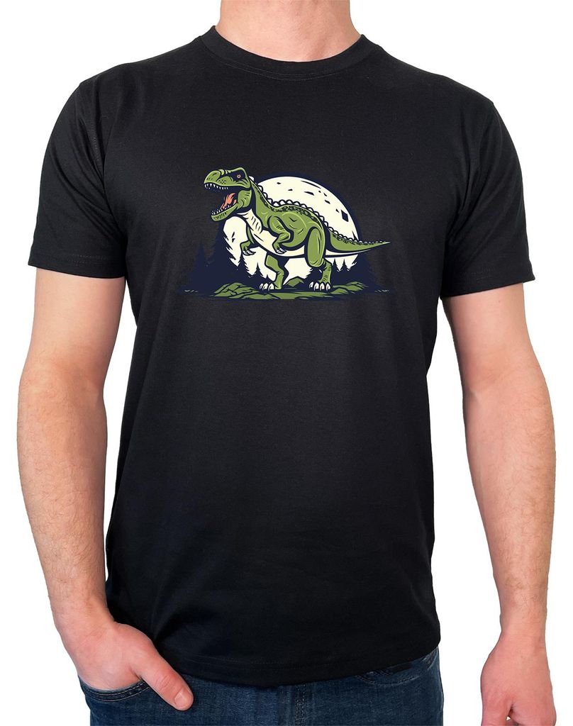 Huuraa Herren T-Shirt Tyrannosaurus Rex Dinosaurier S Black Bio Baumwolle Fairtrade Herrenshirt Geschenkidee