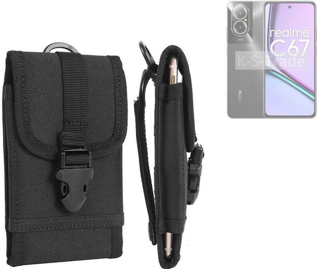 K-S-Trade Holster Handy Hülle kompatibel mit Realme C67 4G Holster Handytasche Gürtel Tasche Schutz Hülle Robust Outdoor schwarz