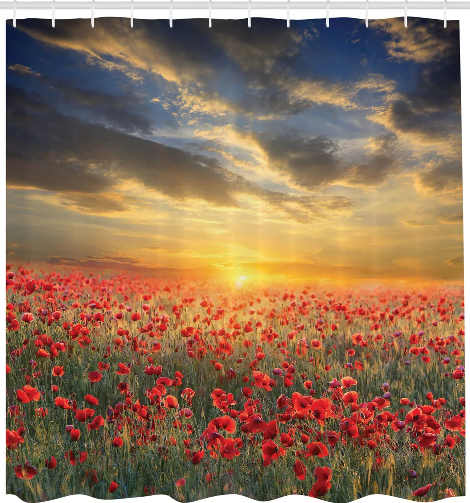 Tenda Doccia Fiori Papaveri 175x220 ABAKUHAUS - Tramonto Artistico Bagno
