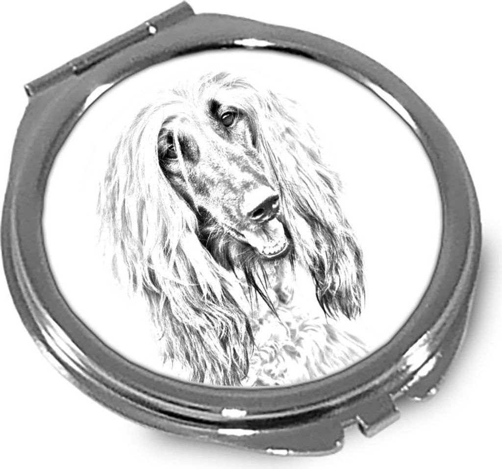 Afghanischer Windhund, Afghane - Taschenspiegel mit Hund, personalisierter Taschenspiegel, kompakter Spiegel mit Art-Dog-Logo