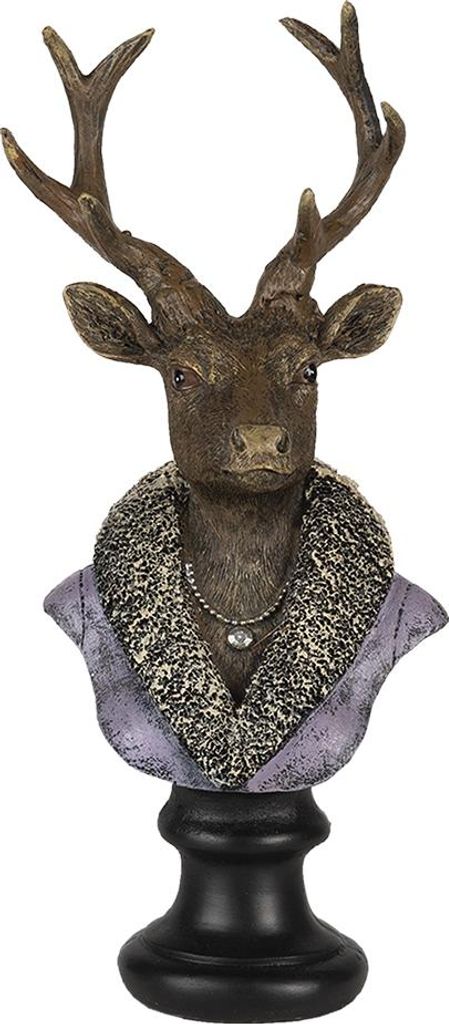 Clayre & Eef Figurine Cerf 10x9x23 cm Marron Violet Image du produit 
