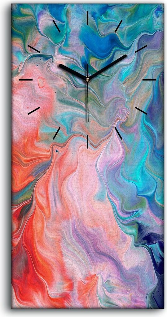 Wandbild Leinwand Bilder mit Uhr Geräuschlos 30x60 Malerei Abstrakte Kunst - schwarze Hände