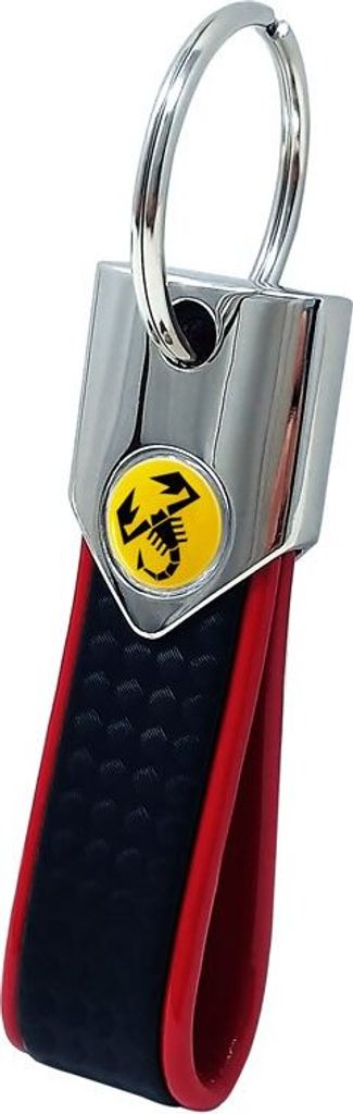 Abarth Offizielle Schlüsselanhäng, Rot und Karbon mit Gelbem Skorpion