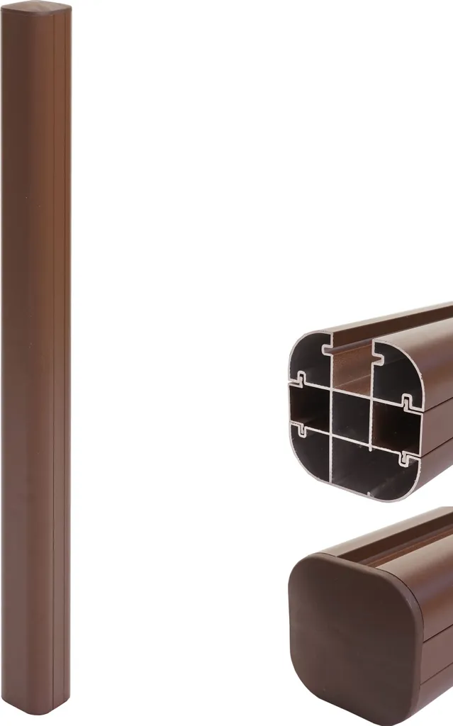 Poteau en aluminium Sarthe WPC pour clôture à emboîter, 98cm, Brun