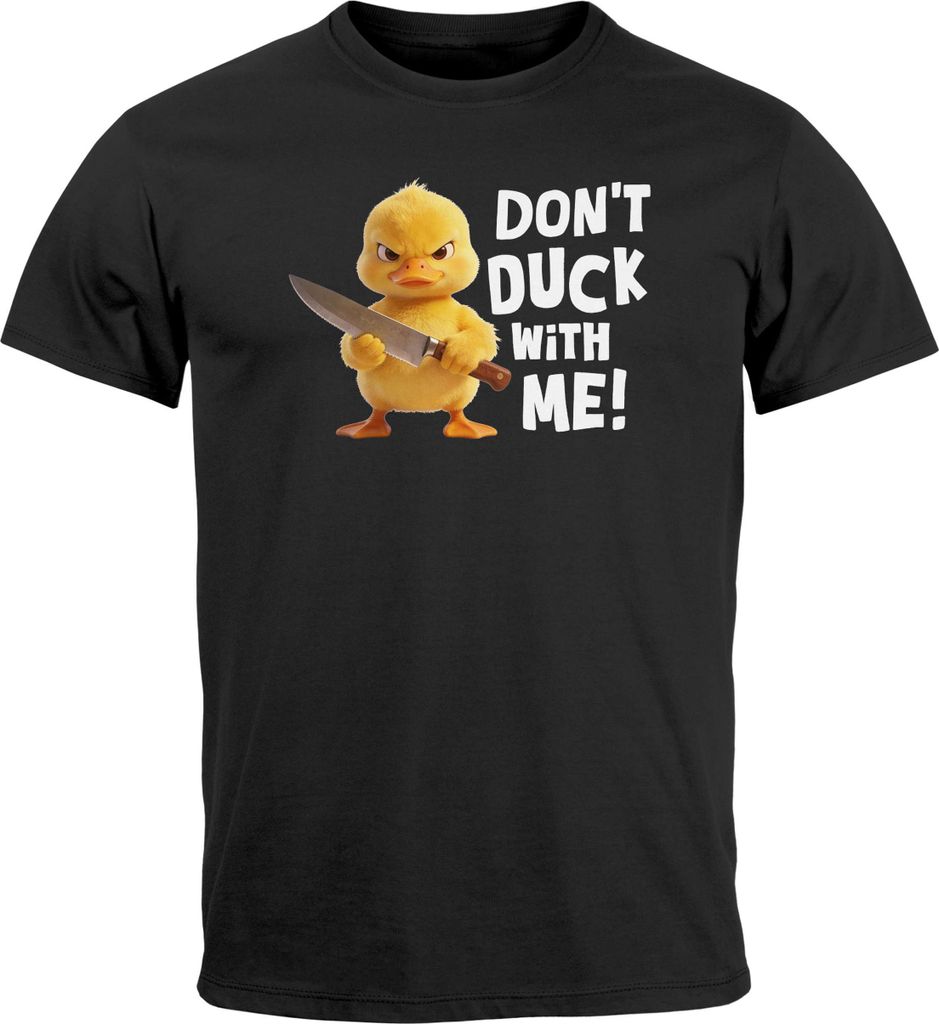 Herren T-Shirt Spruch Don't Duck with me - Gans Ente - Pintshirt Grafik Fun-Shirt lustig - Baumwolle -Rregular Fit Moonworks