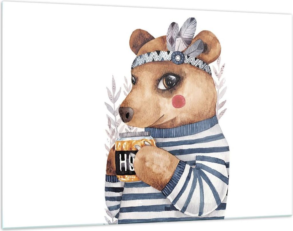 Bilder auf glas - Einteilig - Anthropomorphisierung Bär Kinder - 120x80cm - Glasbilder - Wandbilder - Bilder - Wanddekoration aus Glas - Glas Bild...