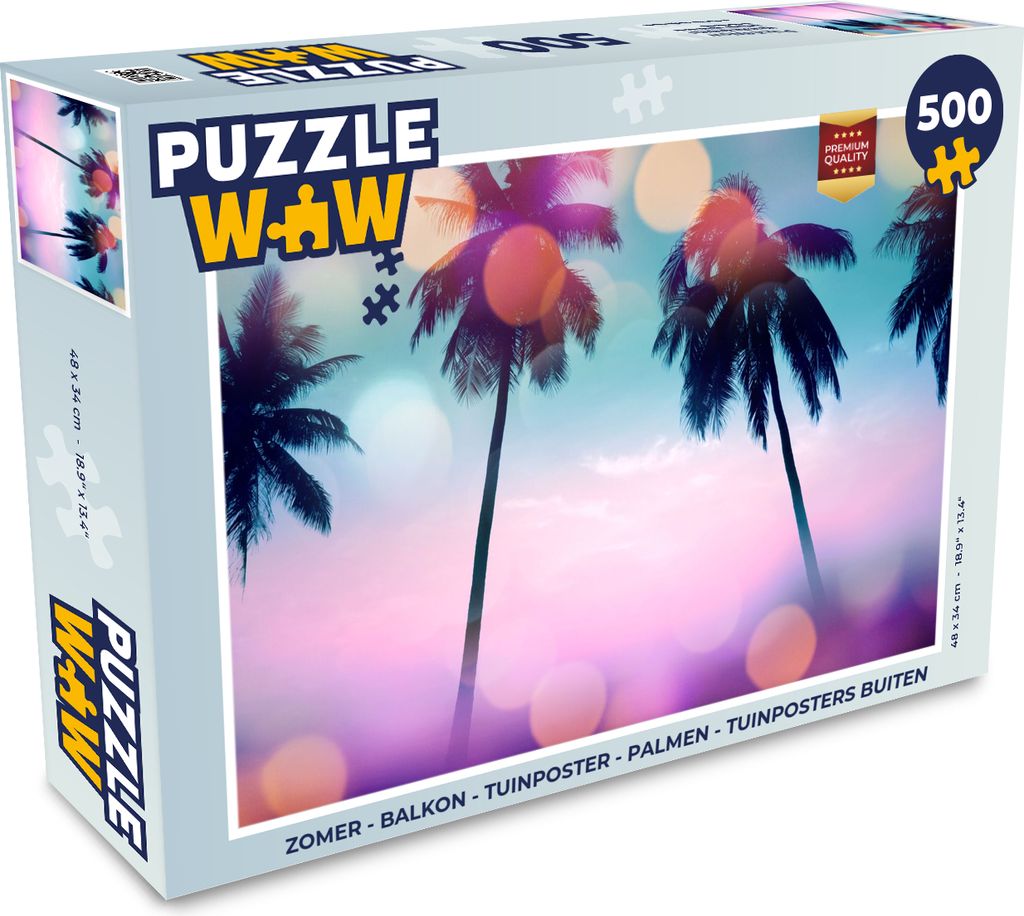 MuchoWow Puzzle 500 Teile Sommer - Palmen - Himmel - Rosa - 500 Teile - Kinder - Selberbauen - Puzzlespiele