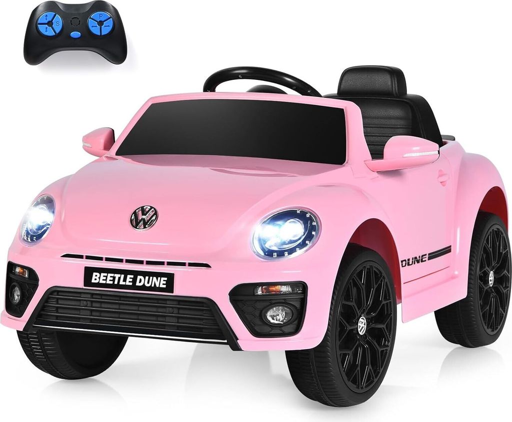 GOPLUS Kinder Elektroauto mit 2,4 G Fernbedienung, 12V Kinderauto mit Musik, Hupe, stoßdämpfenden Rädern & Scheinwerfer, Kinderfahrzeug mit 2 T...