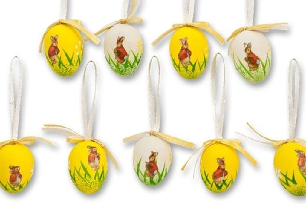 9 tlg. Set Deko Oster-Eier, Ostereier zum Aufhängen