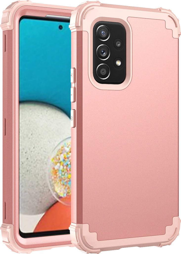 Galaxy A53 5G Hülle, 3 in 1 Hybrid PC TPU Stossfest Robust Schutzhülle für Samsung Galaxy A53 5G Pink