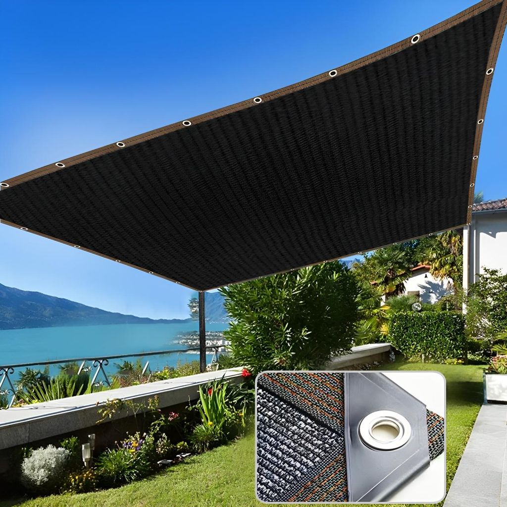 Sonnensegel 3x4M Rechteck, Schattierungsnetz mit ösen Schwarz Schattennetz Atmungsaktiv 95% Sonnenschutz Netz für Gewächshaus Garten Balkon Terr...