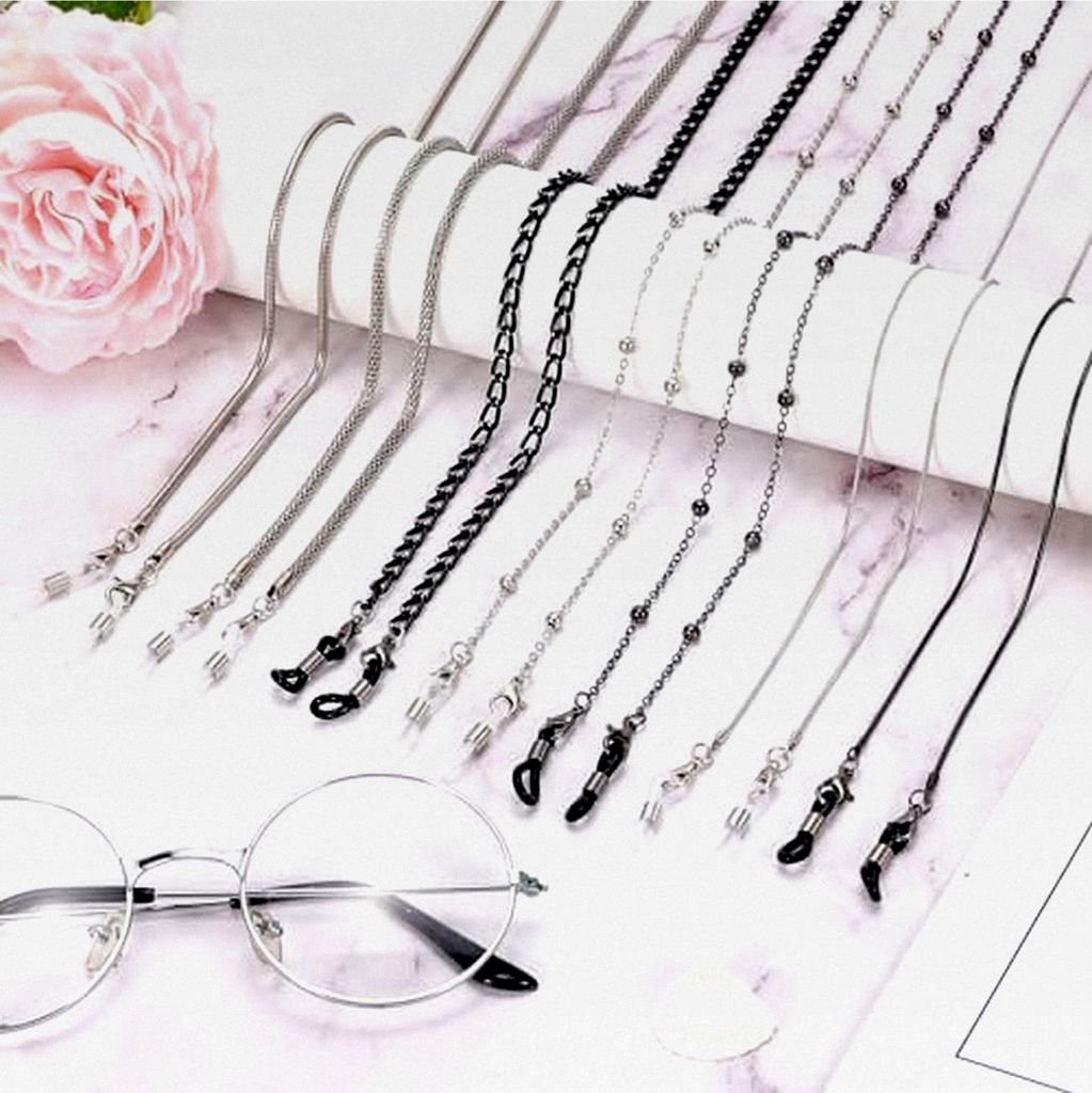 7 Stück Brillenkette für Damen und Herren, Elegante Brillenbänder in Silber, Lesebrille Kette, Anti-Rutsch Brillenzubehör