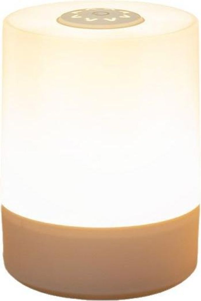 BKLicht Mini-LED-Tischleuchte, kabellos, IP44, dimmbar, Touch-Bedienung, kabellos, batteriebetrieben, spritzwassergeschützt, Holzfarbe, Ø7 x 7 cm