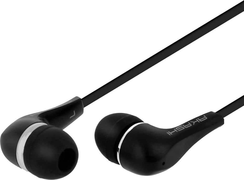 Akashi in-ear Kopfhörer mit 3.5mm Klinkenstecker, Fernbedienung – Schwarz
