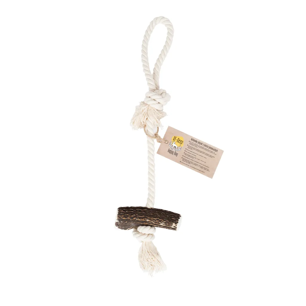 Corde à mâcher pour chiens destructeurs XL bois de cerf naturel 60 cm