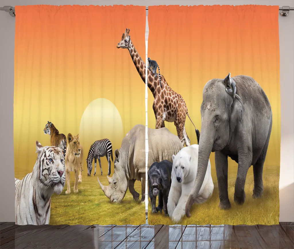 Grand rideau de décoration Safari pour salon et chambre 280x225 cm