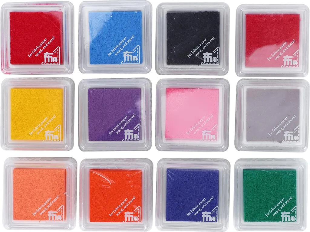 12 tamponi per timbri artigianali, singoli, metallici, 11 colori, fai da te, carta, legno, tessuto, stampa
